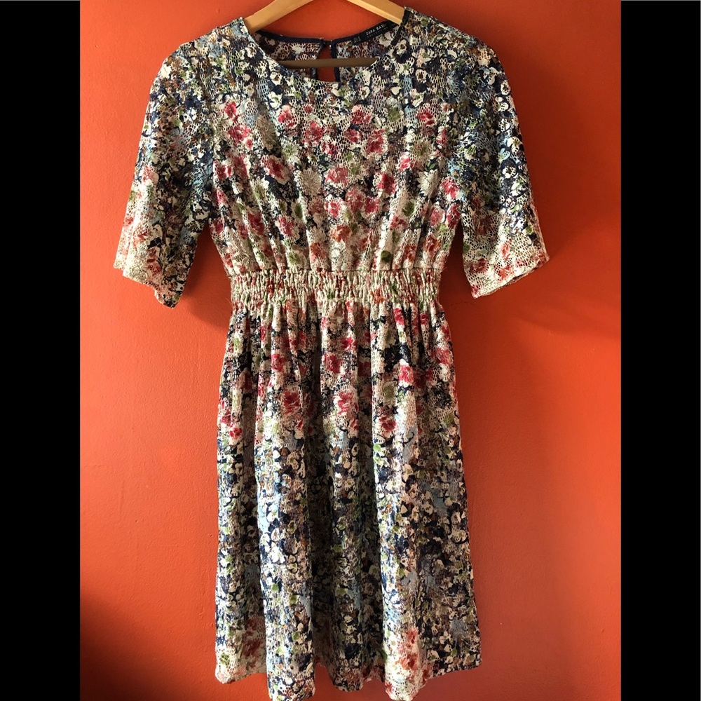 ❤️Multicolor Zara Basic Floral Dress S